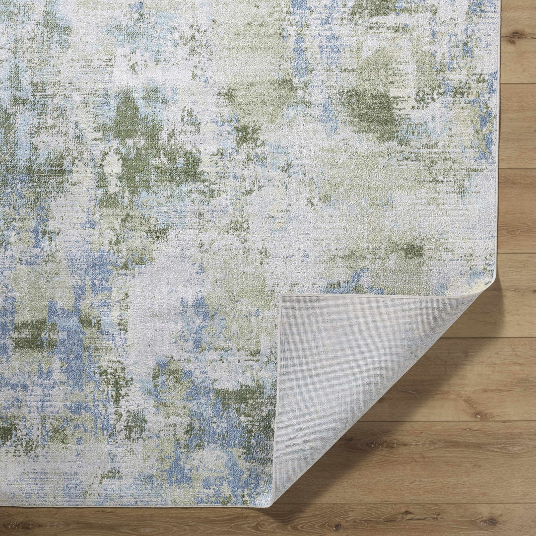 Anitra Contemporary Abstract Green And Ivory Washable Rug - The Rug Decor