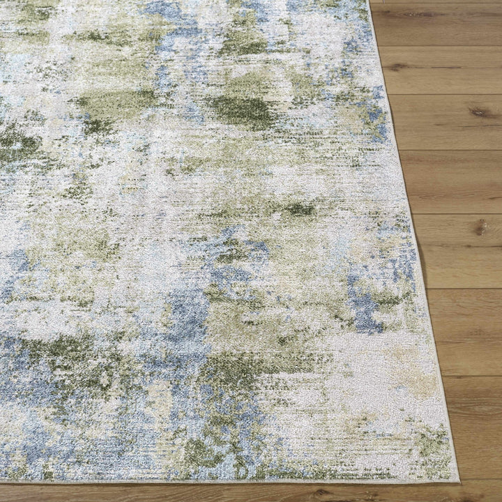 Anitra Contemporary Abstract Green And Ivory Washable Rug - The Rug Decor