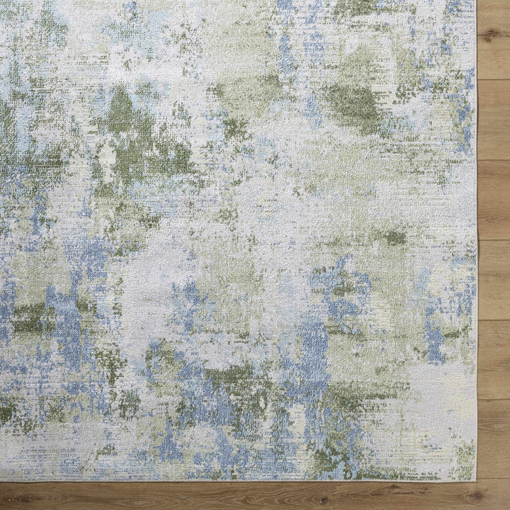 Anitra Contemporary Abstract Green And Ivory Washable Rug - The Rug Decor