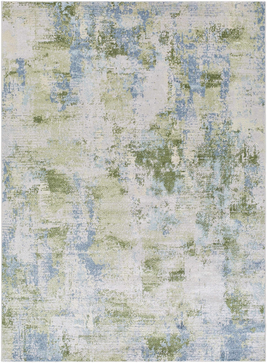 Anitra Contemporary Abstract Green And Ivory Washable Rug - The Rug Decor
