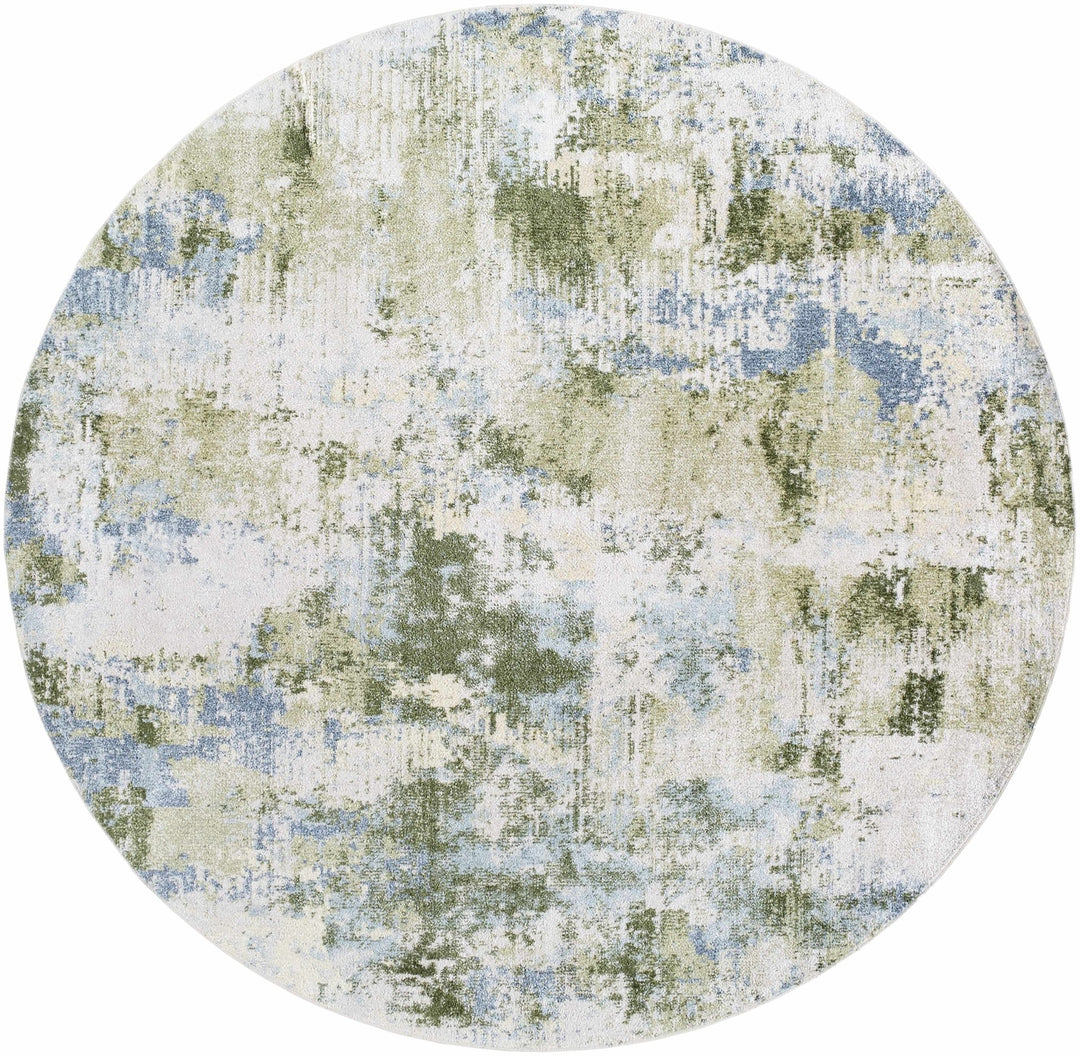 Anitra Contemporary Abstract Green And Ivory Washable Rug - The Rug Decor