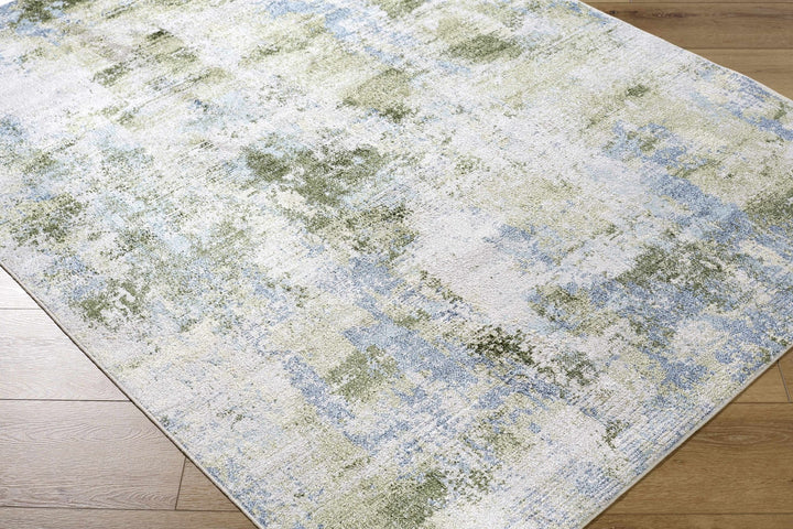 Anitra Contemporary Abstract Green And Ivory Washable Rug - The Rug Decor