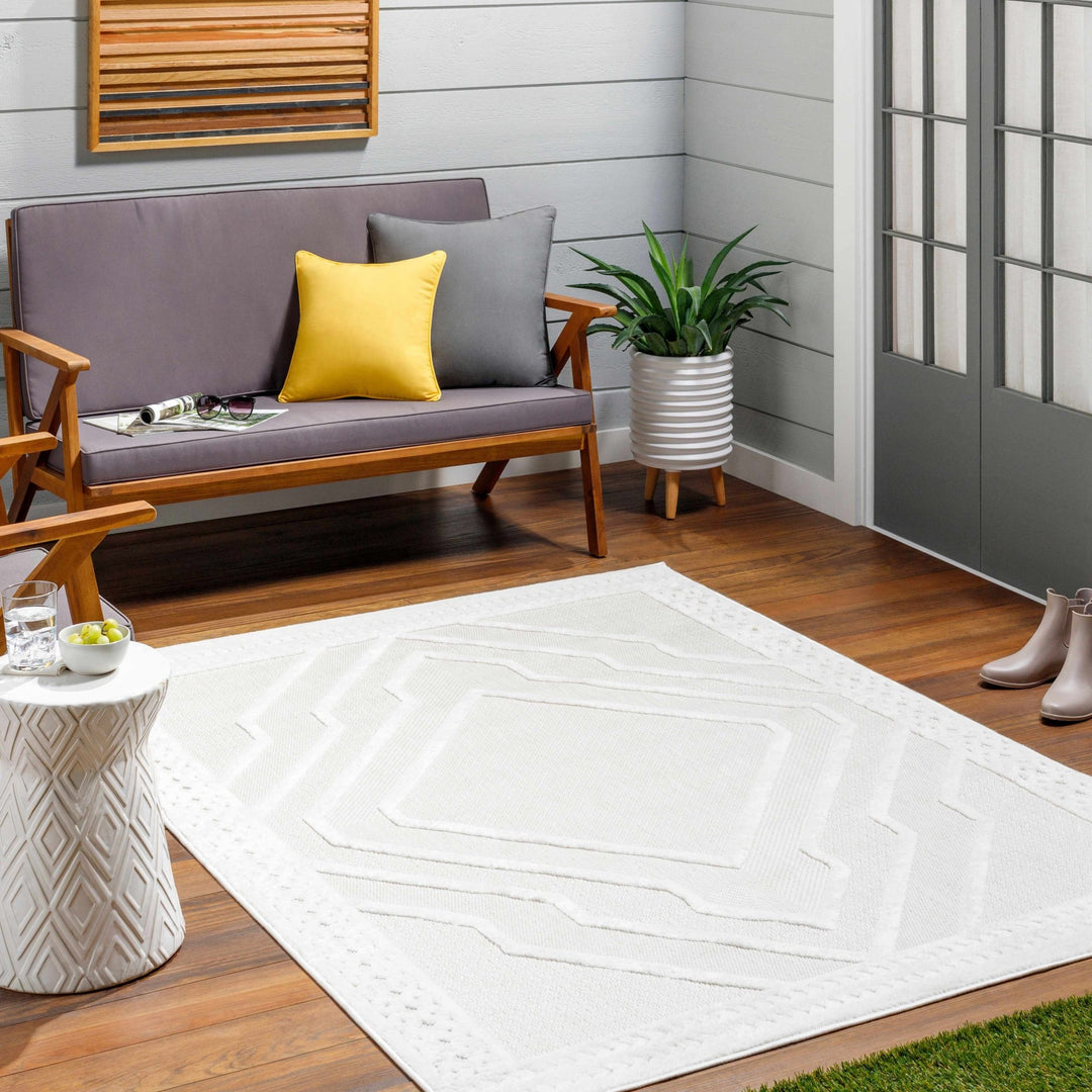 Anja Contemporary Geometrical Peach And Ivory Rug - The Rug Decor