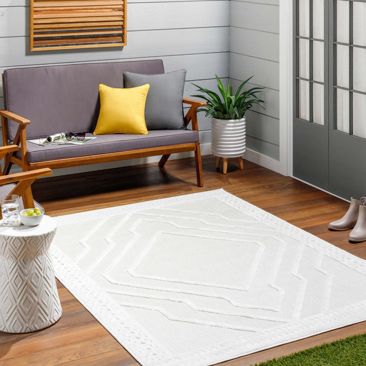 Anja Contemporary Geometrical Peach And Ivory Rug - The Rug Decor