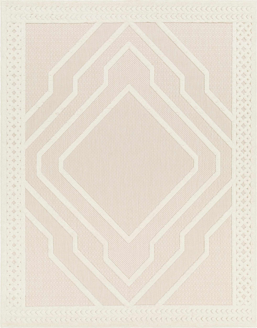 Anja Contemporary Geometrical Peach And Ivory Rug - The Rug Decor