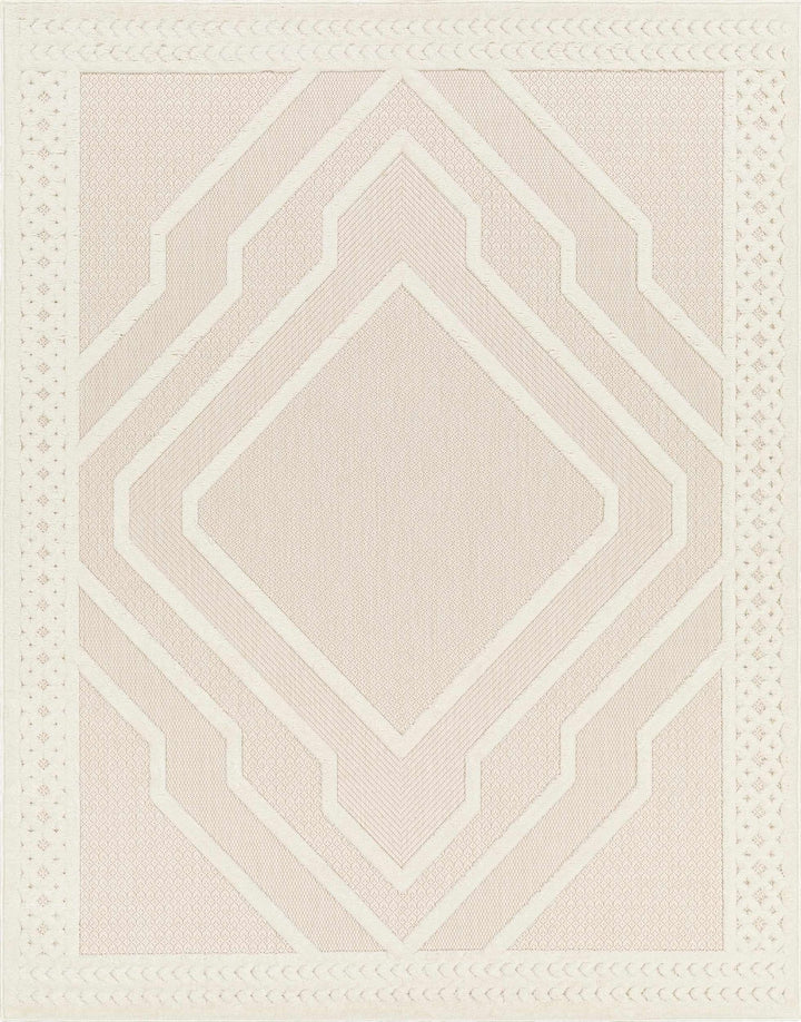 Anja Contemporary Geometrical Peach And Ivory Rug - The Rug Decor