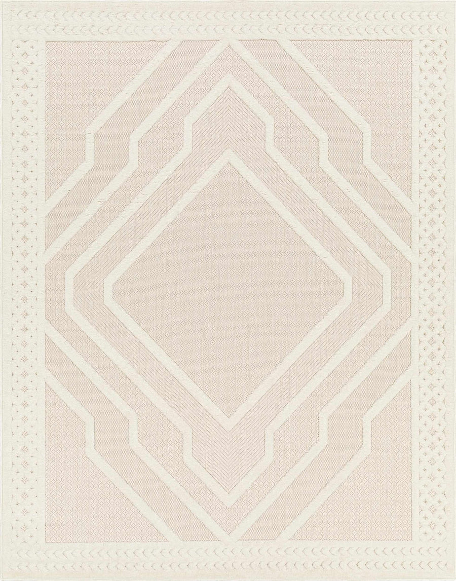 Anja Contemporary Geometrical Peach And Ivory Rug - The Rug Decor