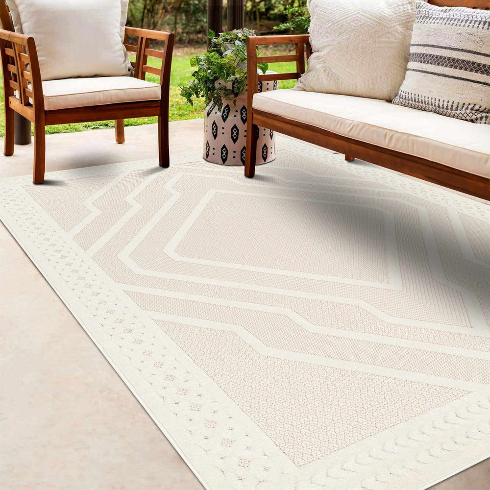 Anja Contemporary Geometrical Peach And Ivory Rug - The Rug Decor