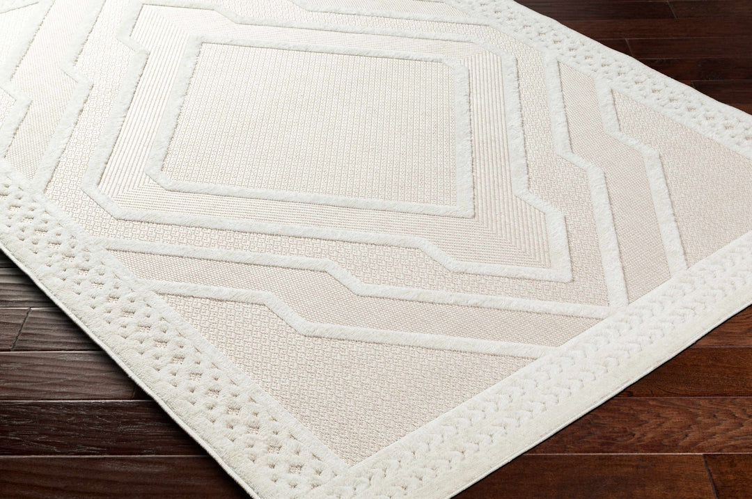 Anja Contemporary Geometrical Peach And Ivory Rug - The Rug Decor