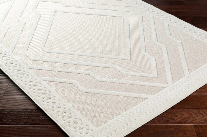 Anja Contemporary Geometrical Peach And Ivory Rug - The Rug Decor