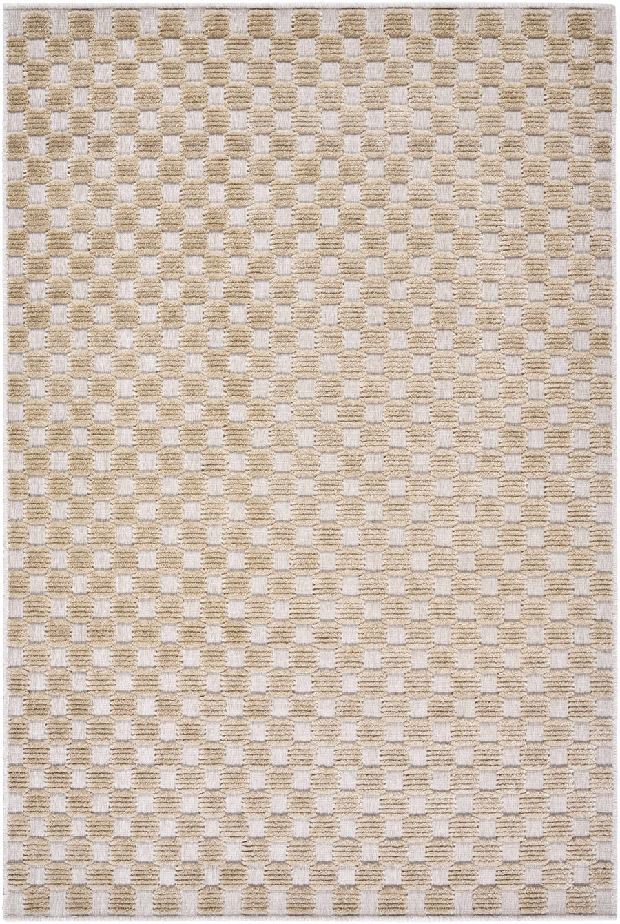 Anthea Contemporary Geometrical Tan And Beige Washable Rug - The Rug Decor