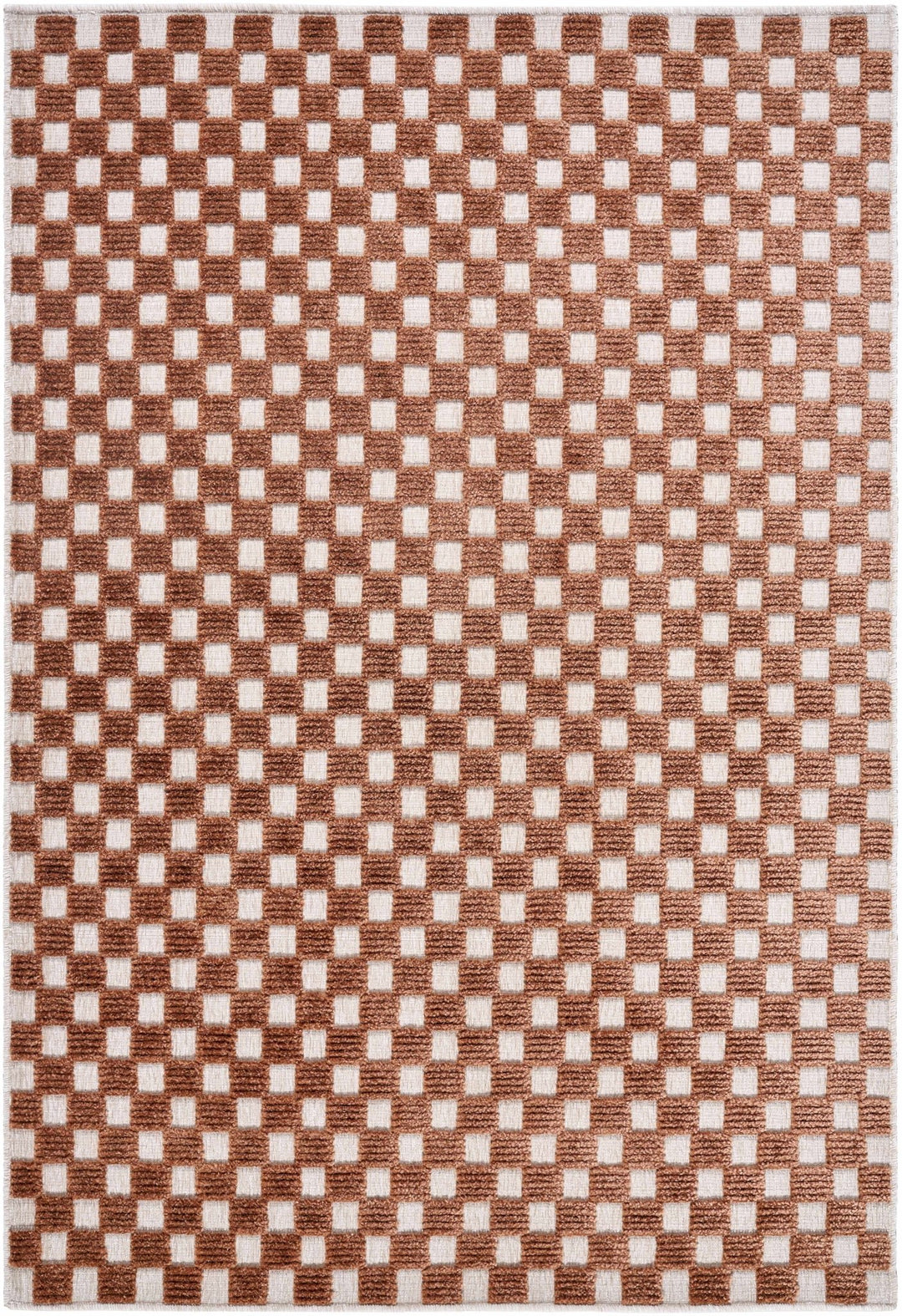 Anthea Modern Checkered Pattern Brown Washable Area Rug - The Rug Decor
