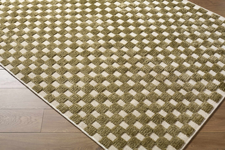 Anthea Modern Geometrical Olive Washable Rug - The Rug Decor