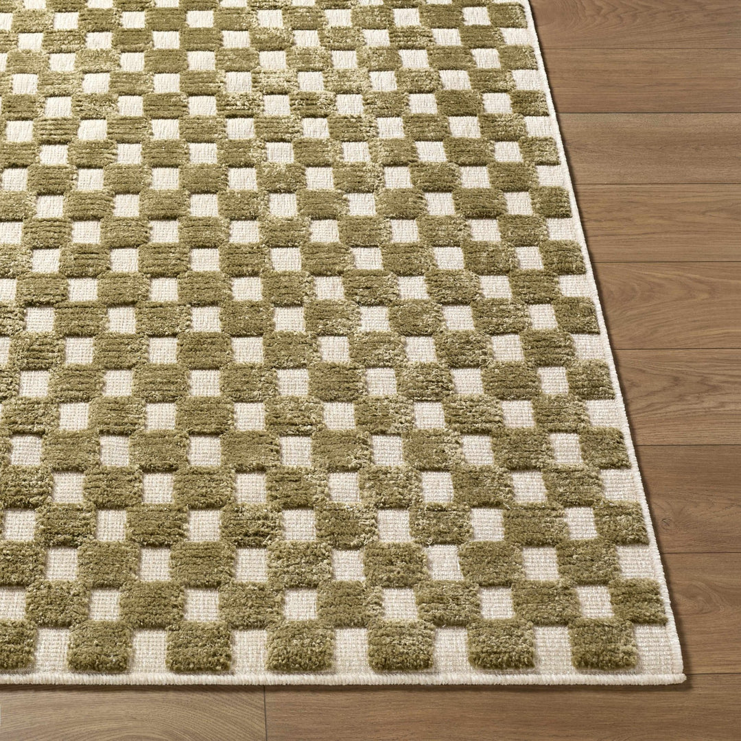 Anthea Modern Geometrical Olive Washable Rug - The Rug Decor