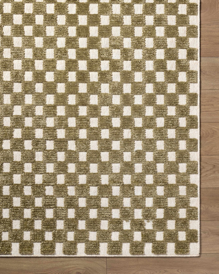 Anthea Modern Geometrical Olive Washable Rug - The Rug Decor