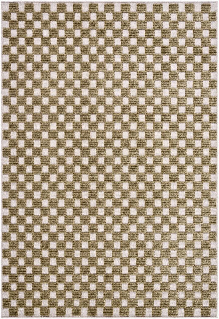 Anthea Modern Geometrical Olive Washable Rug - The Rug Decor