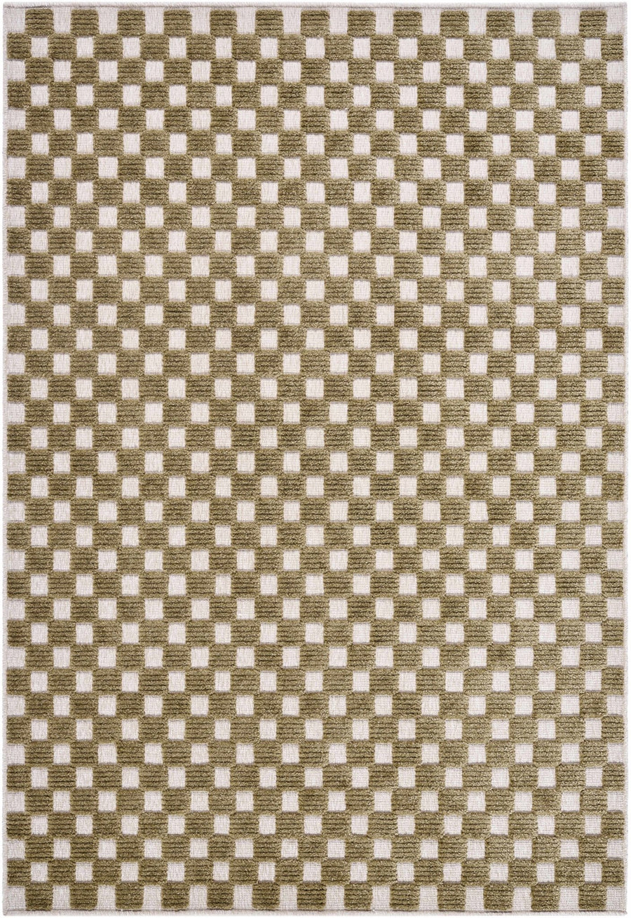 Anthea Modern Geometrical Olive Washable Rug - The Rug Decor
