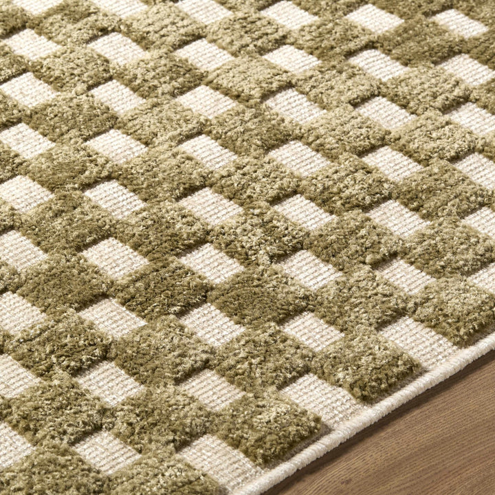 Anthea Modern Geometrical Olive Washable Rug - The Rug Decor
