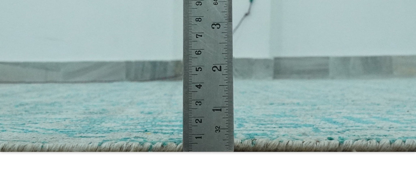 Antique design 6.5x10 Silver and Blue Traditional Hand Knotted wool Area Rug - The Rug Decor