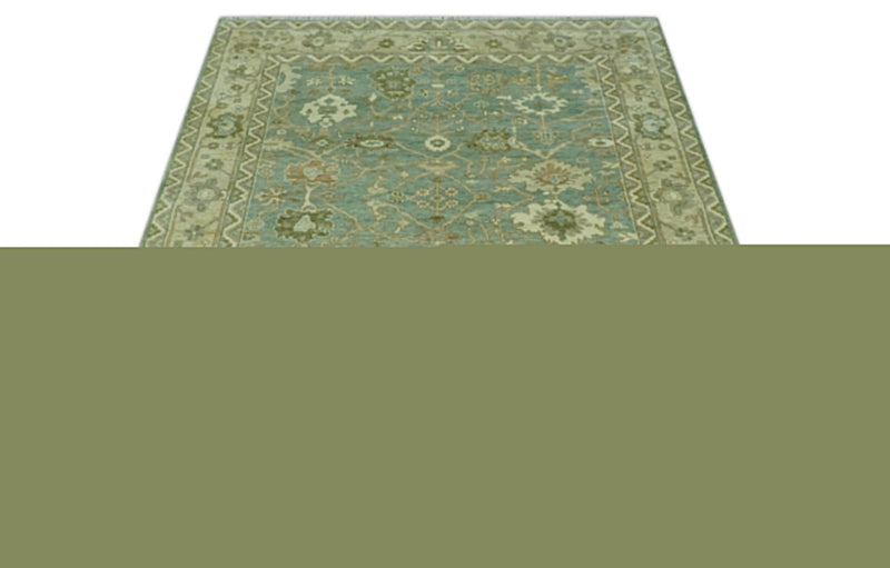 Antique design 8x10 Green and Beige Traditional Oriental Oushak wool area rug - The Rug Decor