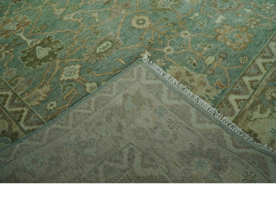 Antique design 8x10 Green and Beige Traditional Oriental Oushak wool area rug - The Rug Decor