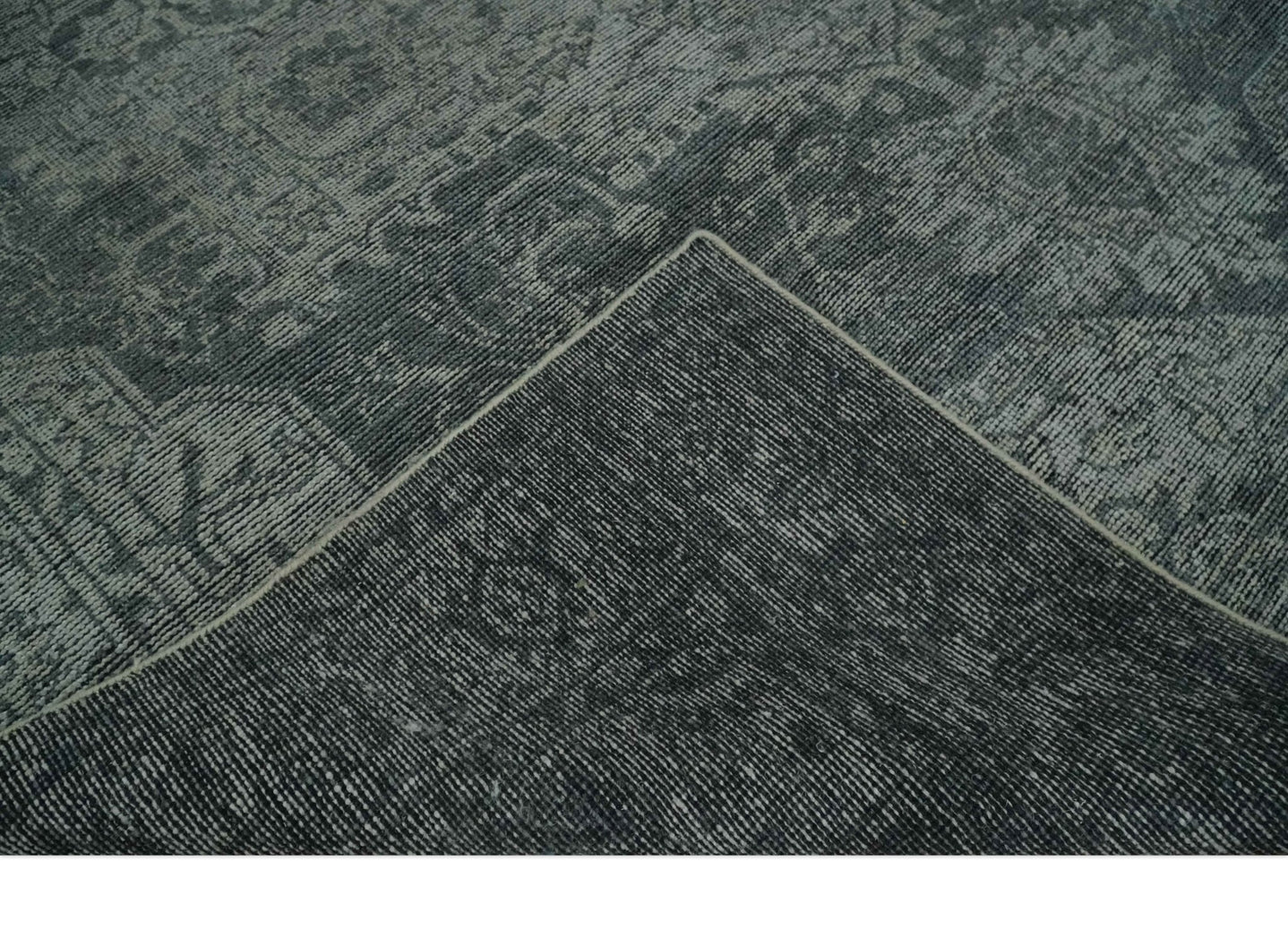 Antique Design Charcoal and Silver Traditional Medallion Custom Made wool Area Rug - The Rug Decor