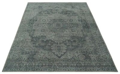 Antique Design Charcoal and Silver Traditional Medallion Custom Made wool Area Rug - The Rug Decor
