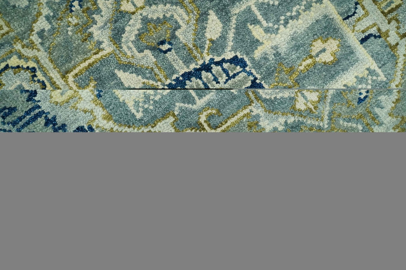 Antique design Gray, Olive and Blue Traditional Hand Knotted Custom Made wool Rug - The Rug Decor