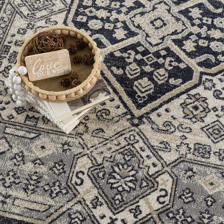 Antique Design Premium Black, Beige and Gray Traditional Washable area Rug - The Rug Decor