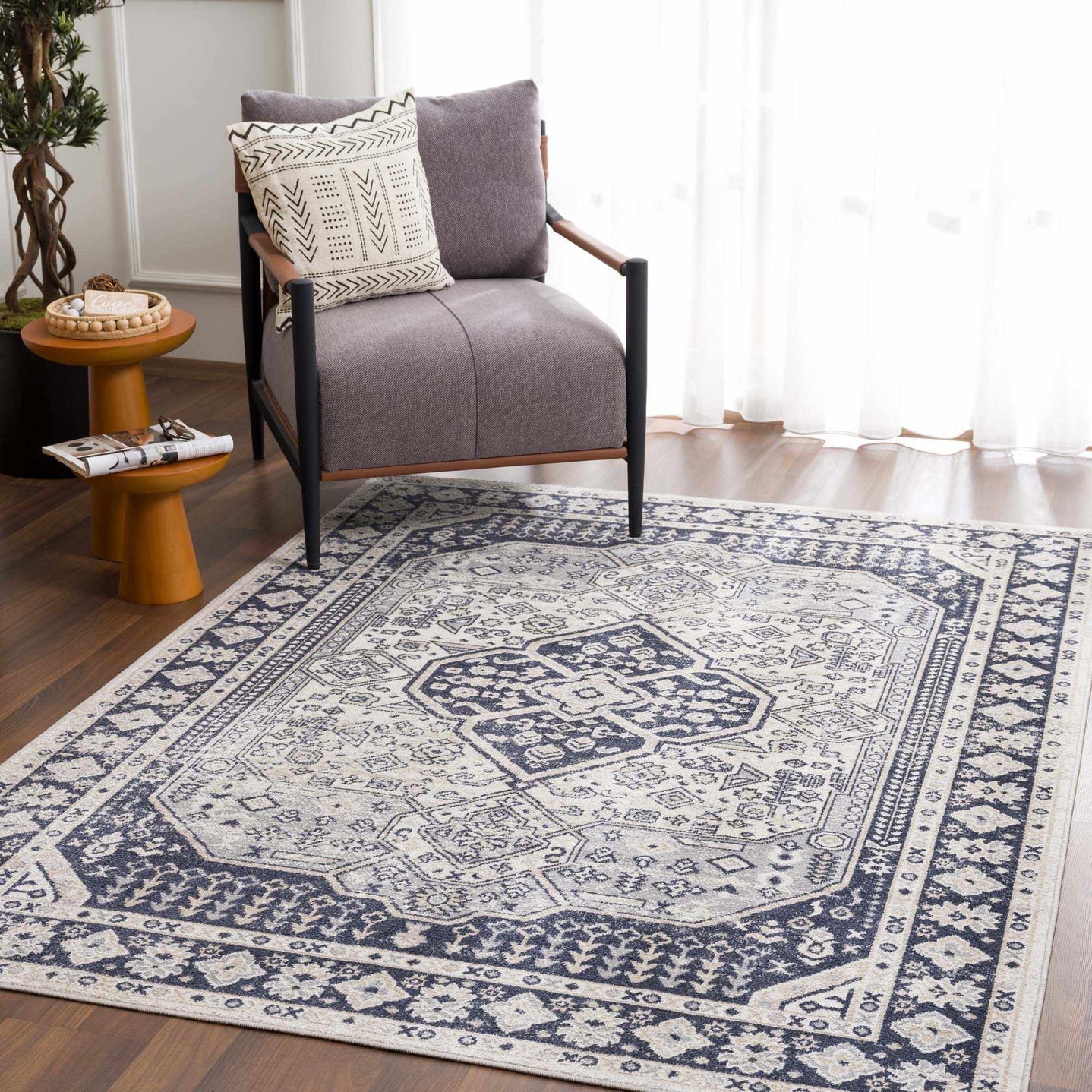 Antique Design Premium Black, Beige and Gray Traditional Washable area Rug - The Rug Decor
