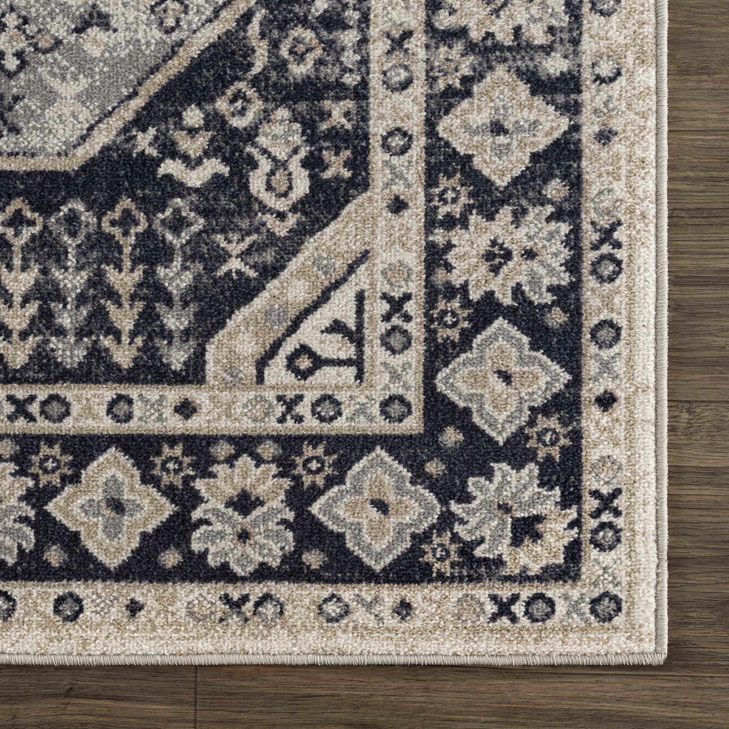 Antique Design Premium Black, Beige and Gray Traditional Washable area Rug - The Rug Decor