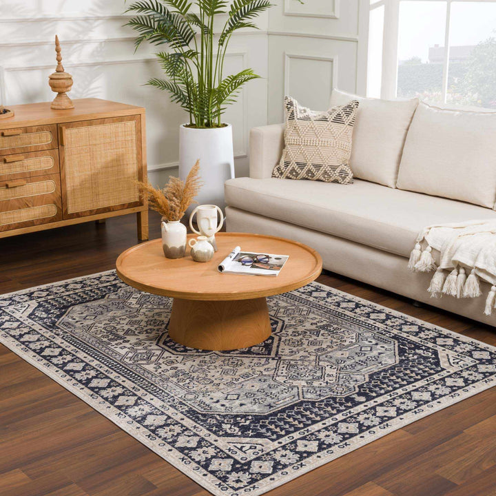 Antique Design Premium Black, Beige and Gray Traditional Washable area Rug - The Rug Decor