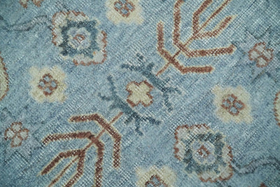 Antique Distressed finished Aqua, Beige and Brown Hand Knotted Low Pile Wool Area Rug - The Rug Decor