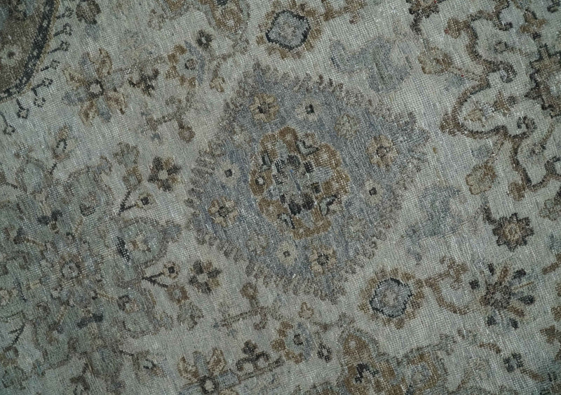 Antique Distressed finished Look Ivory, Charcoal and Beige Custom Made wool Area Rug - The Rug Decor