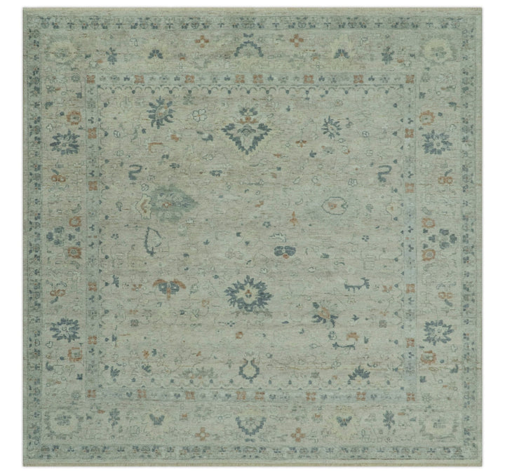 Antique Distressed look Beige and Charcoal Low Pile Multi Size Oushak wool Area Rug - The Rug Decor