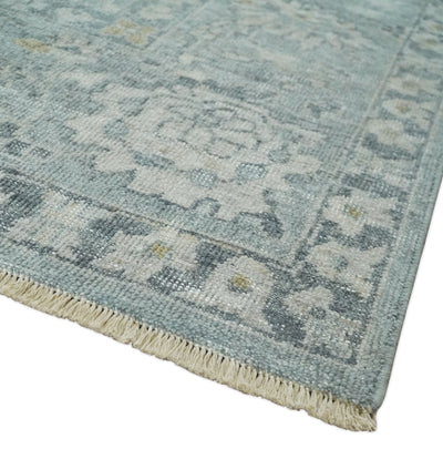 Antique Distressed Look Gray and Silver Low Pile Multi Size Oushak wool Area Rug - The Rug Decor