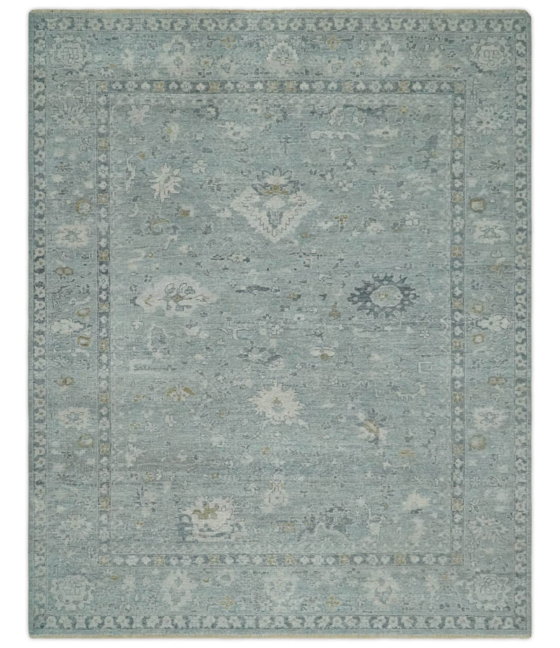 Antique Distressed Look Gray and Silver Low Pile Multi Size Oushak wool Area Rug - The Rug Decor