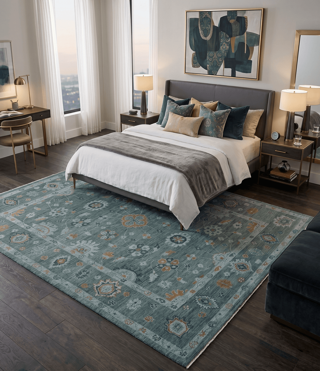 Antique Finish Gray Hand knotted Traditional Oushak Custom Made wool Area Rug - The Rug Decor