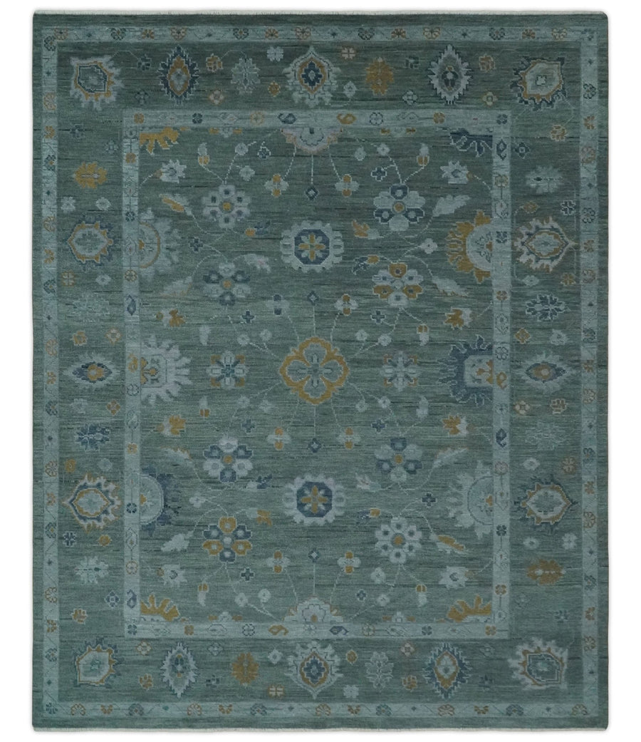 Antique Finish Gray Hand knotted Traditional Oushak Custom Made wool Area Rug - The Rug Decor