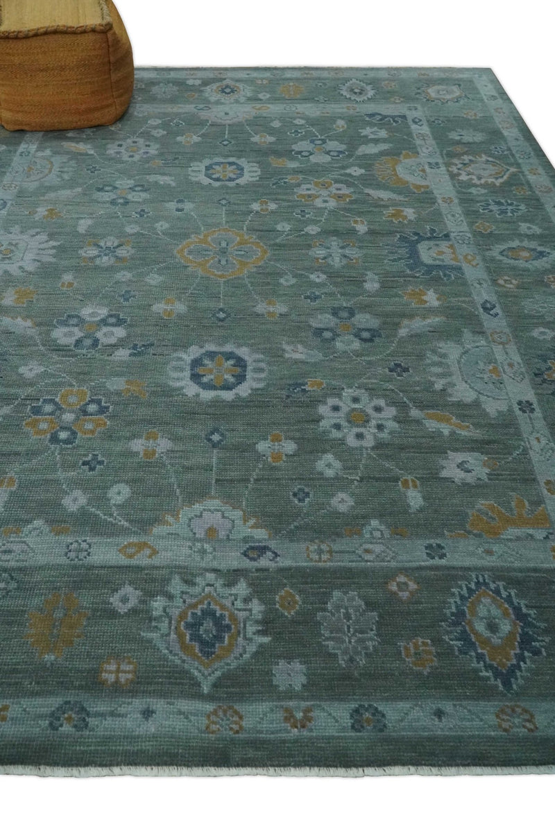 Antique Finish Gray Hand knotted Traditional Oushak Custom Made wool Area Rug - The Rug Decor