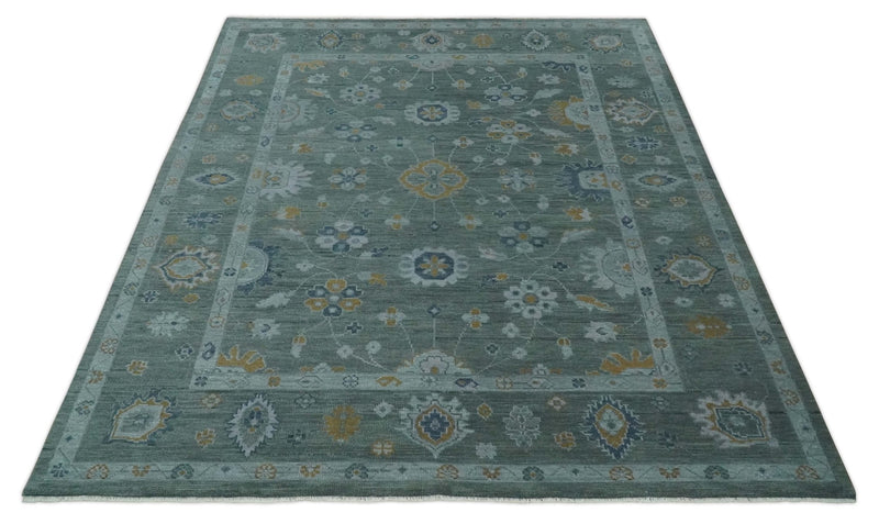 Antique Finish Gray Hand knotted Traditional Oushak Custom Made wool Area Rug - The Rug Decor