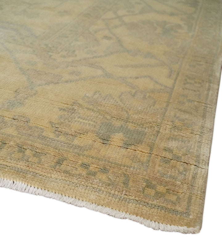 Antique Finish Hand Knotted 8x10 Beige and Brown Traditional Oushak Area Rug - The Rug Decor