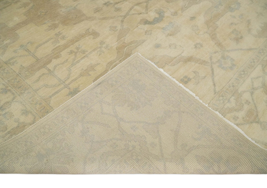 Antique Finish Hand Knotted 8x10 Beige and Brown Traditional Oushak Area Rug - The Rug Decor