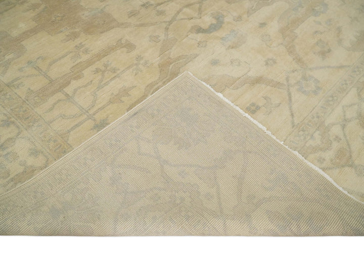 Antique Finish Hand Knotted 8x10 Beige and Brown Traditional Oushak Area Rug - The Rug Decor