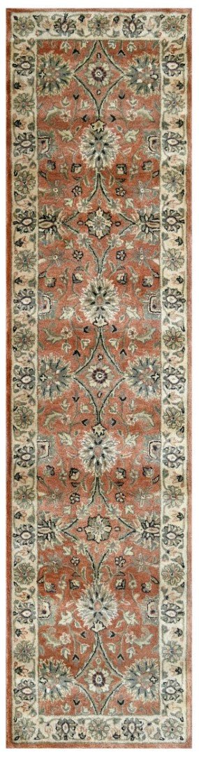 Antique Floral Dark Peach, Charcoal, Gray and Beige Hand Tufted Traditional Oriental Oushak 2.6x10 wool Area Rug - The Rug Decor