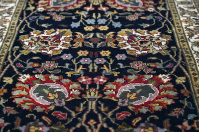 Antique Floral Premium look Black, Olive and Brown Traditional Oushak 2x10 Wool Area Rug - The Rug Decor