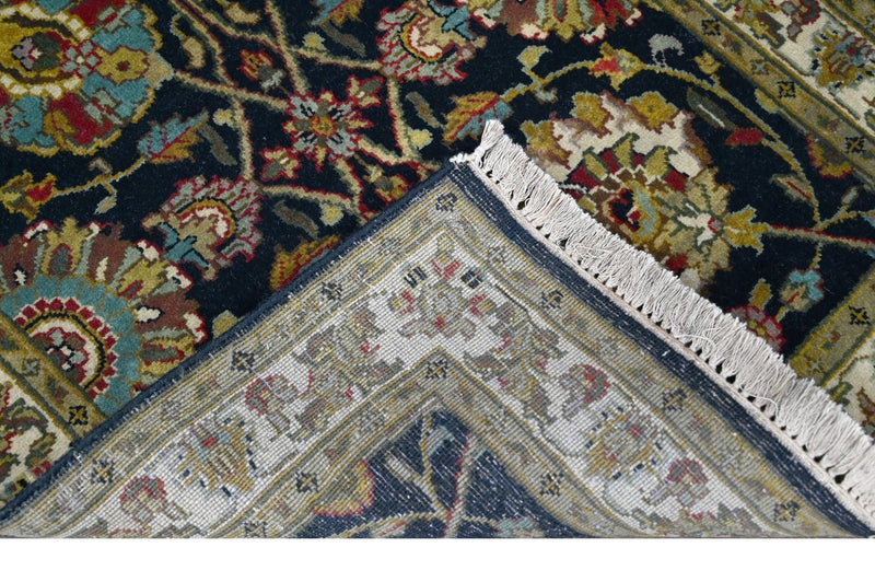 Antique Floral Premium look Black, Olive and Brown Traditional Oushak 2x10 Wool Area Rug - The Rug Decor