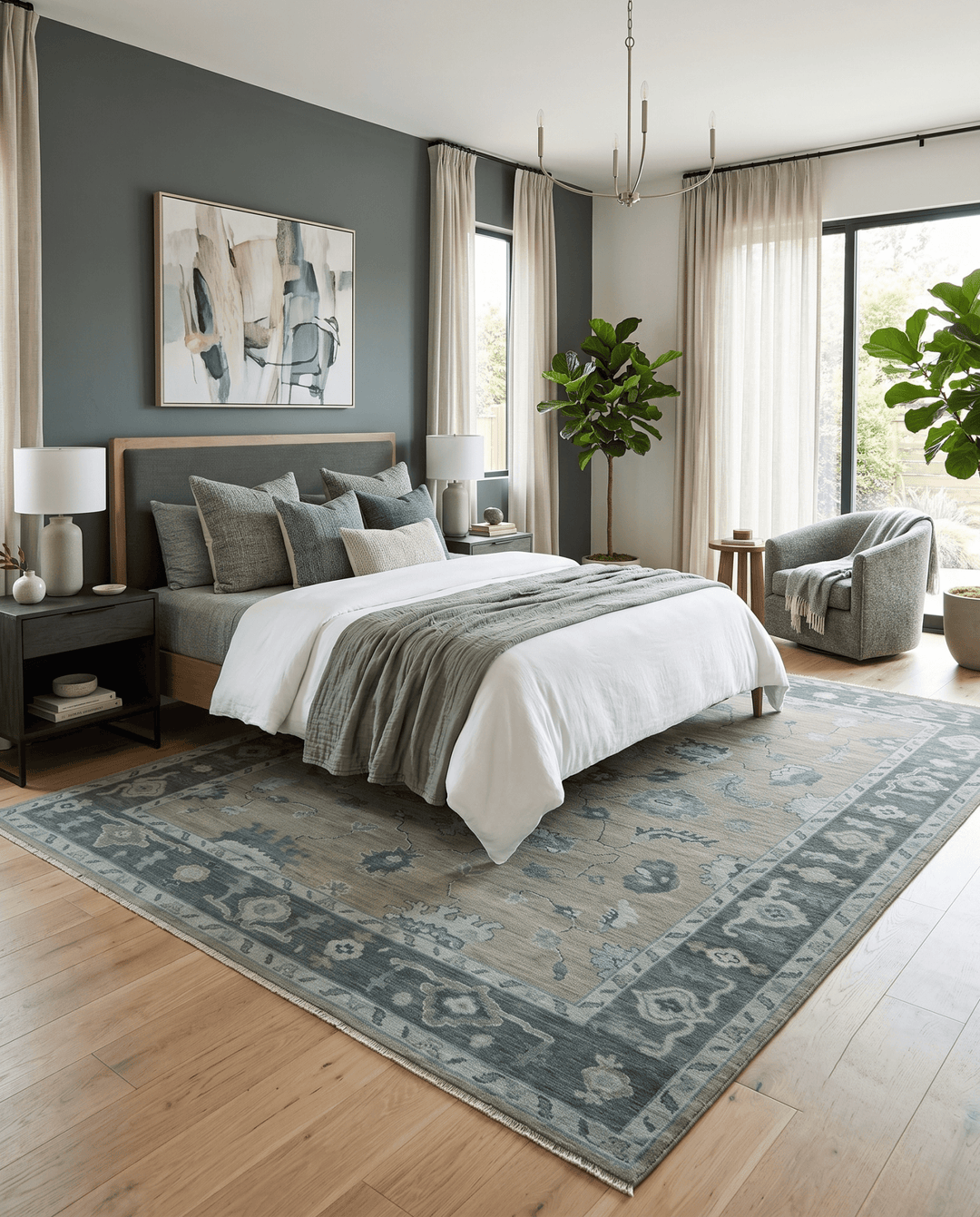 Antique Hand Knotted Beige, Charcoal and Silver Traditional Oushak wool Area Rug - The Rug Decor