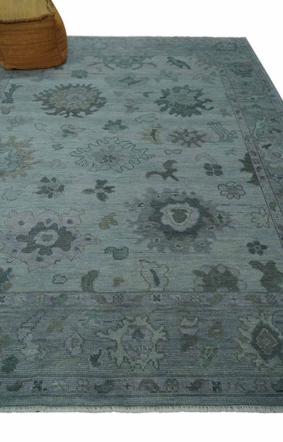 Antique look Bluish Gray Hand knotted Traditional Oushak Multi Size wool area Rug - The Rug Decor