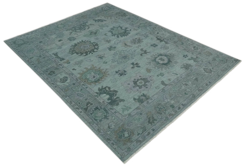 Antique look Bluish Gray Hand knotted Traditional Oushak Multi Size wool area Rug - The Rug Decor